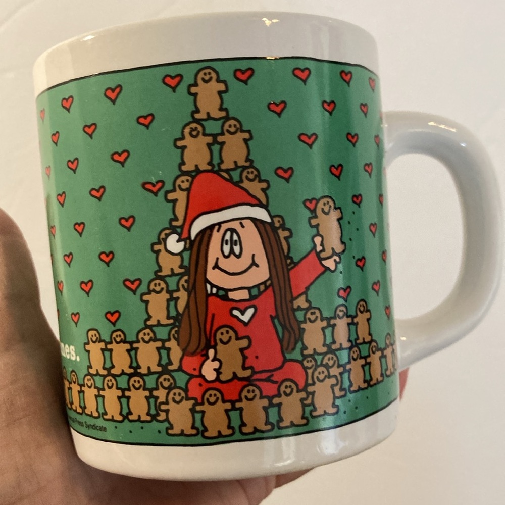 Vintage Cathy Christmas mug comic character Santa Claus hat Cathy Guisewite